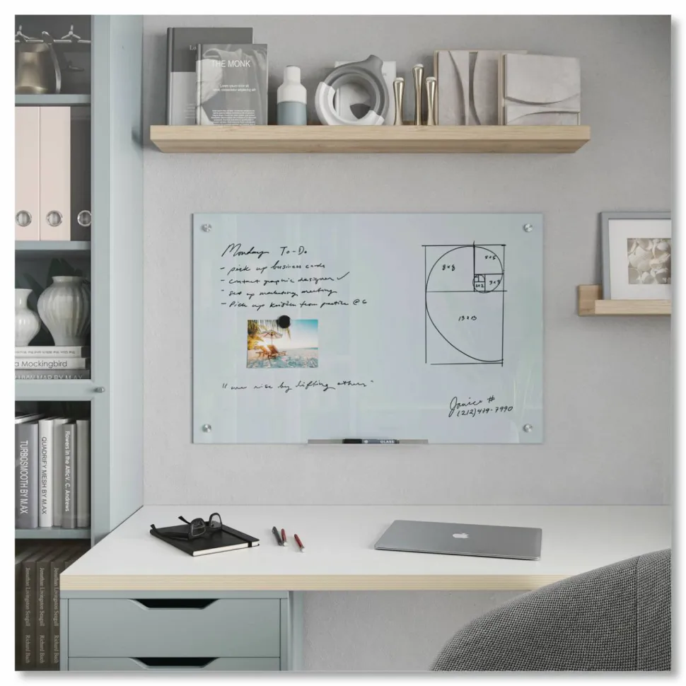 U Brands Magnetic Glass Dry Erase Board Value Pack, 36" x 24" (Actual Size: 35" x 23"), Frosted White Surface