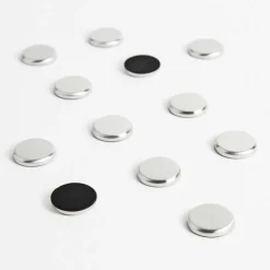U Brands High Energy Magnets, Circles, 1.25" Diameter, Silver, 12/Pack