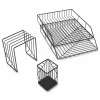 U Brands Vena Desktop Organization Kit, 8 Compartments, Letter Sorter, Paper Tray, Pencil Cup, Black, Metal