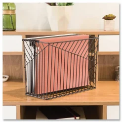 U Brands Vena Hanging File Basket, Letter Size, 6.85" Long, Black