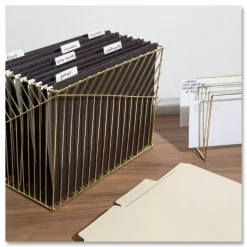 U Brands Vena Hanging File Basket, Letter Size, 6.85" Long, Gold