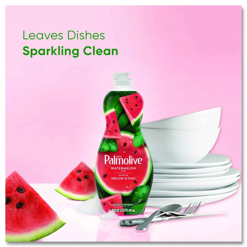 Ultra Palmolive Dishwashing Liquid, Watermelon Scent, 20 oz Bottle, 9/Carton