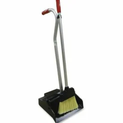 Unger Ergo Dustpan With Broom, Black/Silver/Red