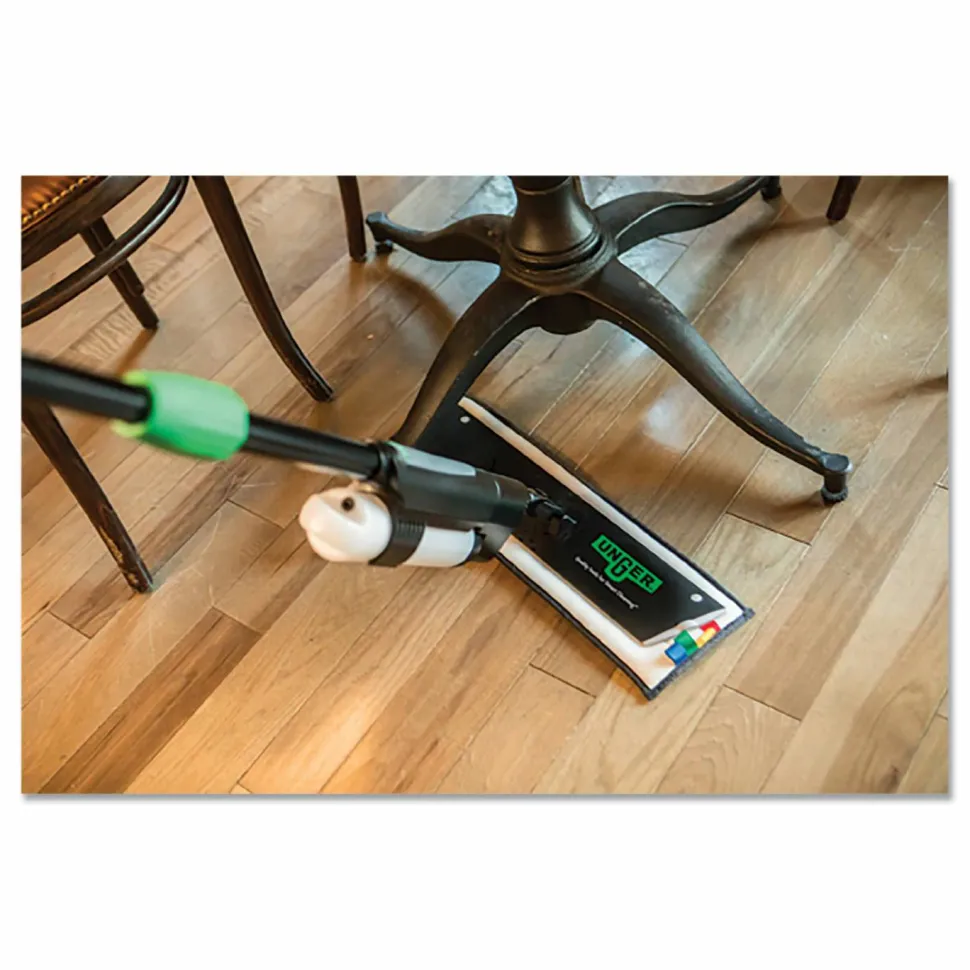 Unger Excella Cleaning Pads - Rectangle20" Length - Floor, Mopping - Hook & Loop Fastener, Durable - MicroFiber, Polyester - Green, Black - 1 Each