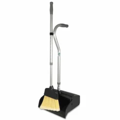 Unger Telescopic Ergo Dust Pan with Broom, 12 x 45, 45" Handle, Metal/Vinyl, Gray/Silver