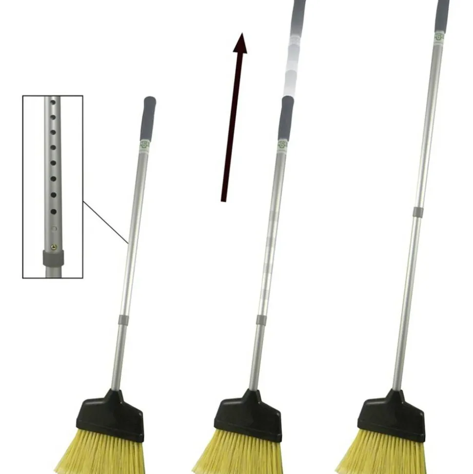 Unger Telescopic Ergo Dust Pan with Broom, 12 x 45, 45" Handle, Metal/Vinyl, Gray/Silver