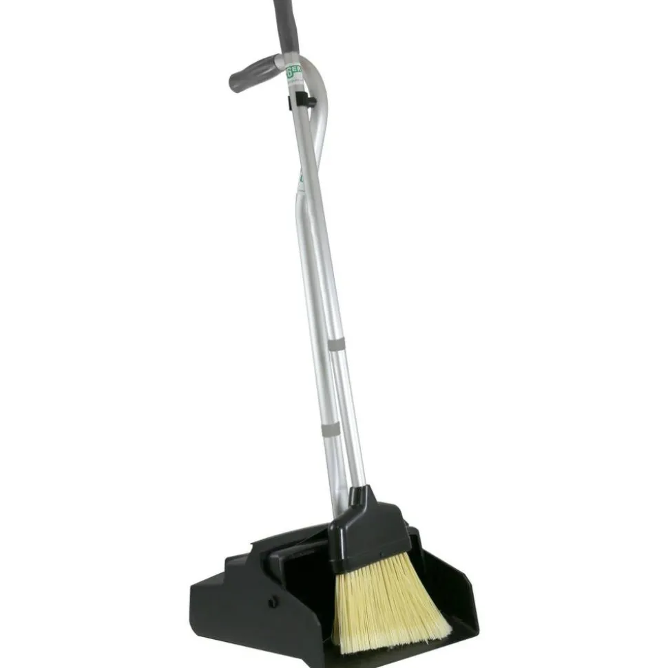 Unger Telescopic Ergo Dust Pan with Broom, 12 x 45, 45" Handle, Metal/Vinyl, Gray/Silver