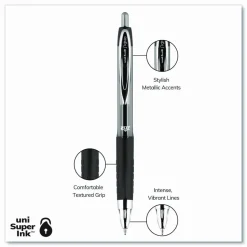 uniball 207 Retractable Fraud Prevention Gel Pens, Medium Point, 0.7 mm, Black Barrels, Black Ink, Pack Of 12 Pens