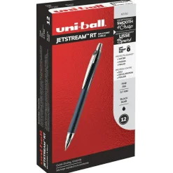 uniball JETSTREAM RT Ballpoint Pens, Fine Point (0.7mm), Black, 12 Count