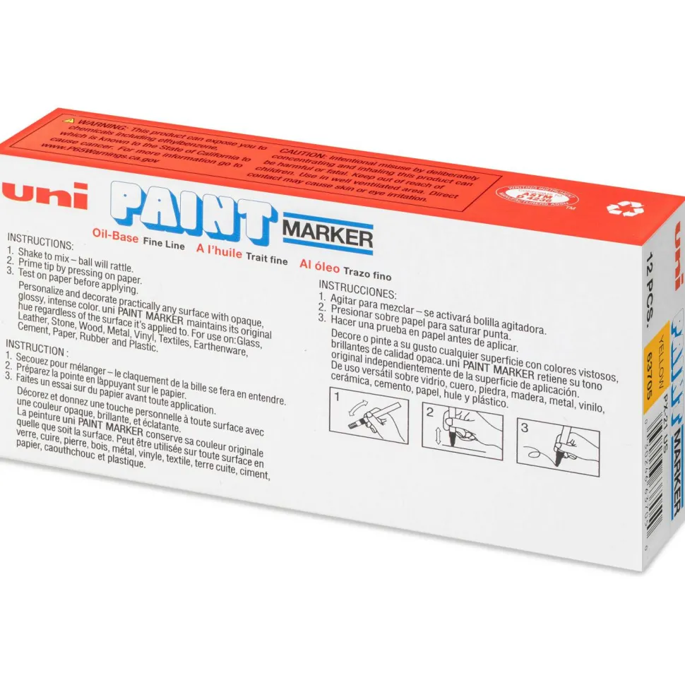 UniBall Oil-Base Fine Line uni Paint Markers - Fine Marker Point - Yellow Oil Based Ink - 1 Each