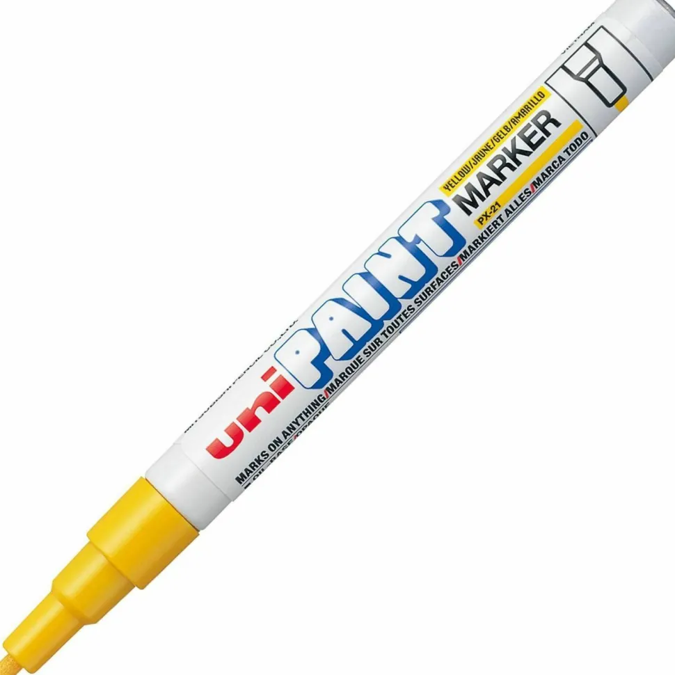 UniBall Oil-Base Fine Line uni Paint Markers - Fine Marker Point - Yellow Oil Based Ink - 1 Each