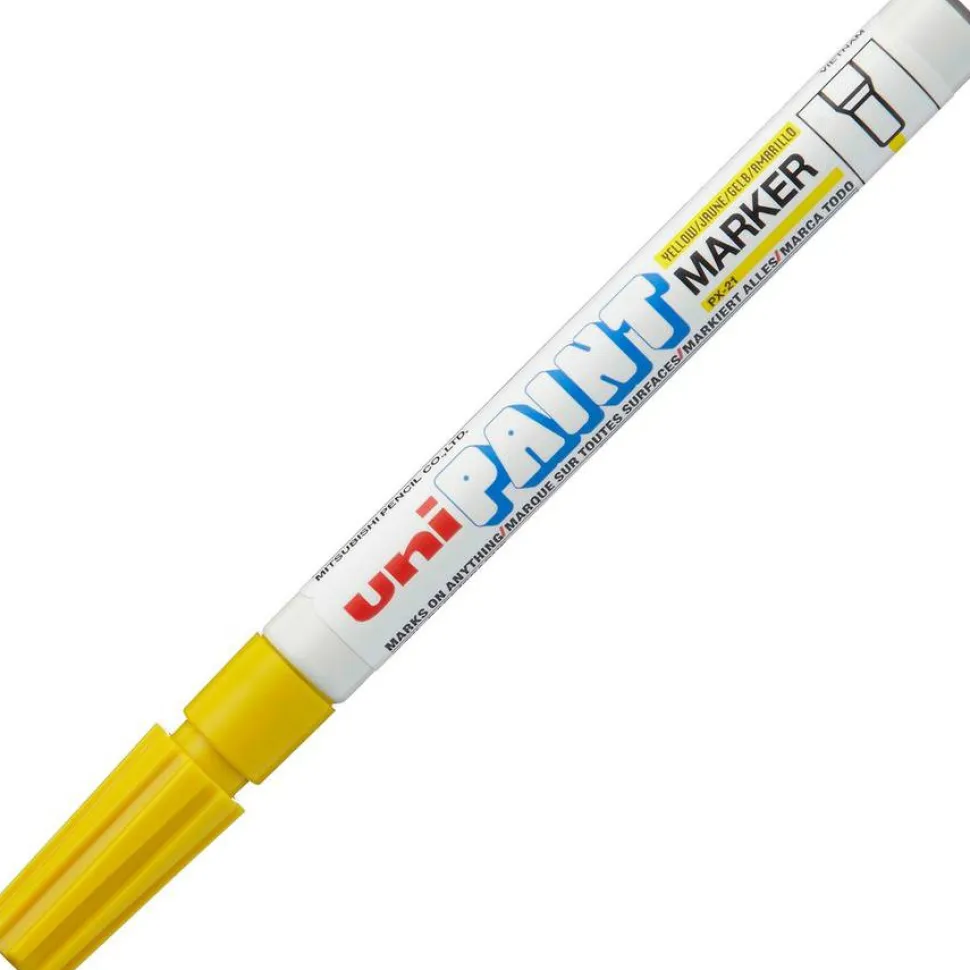UniBall Oil-Base Fine Line uni Paint Markers - Fine Marker Point - Yellow Oil Based Ink - 1 Each