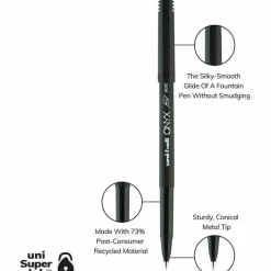 uniball Onyx Rollerball Pens, Micro Point, 0.5 mm, Black Barrel, Black Ink, Pack Of 12