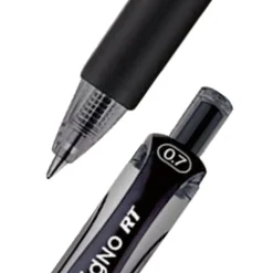 uniball Signo Gel Pen, Retractable, Medium 0.7 mm, Black Ink, Silver/Black Barrel, Dozen
