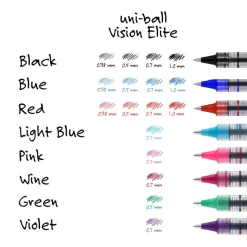 uniball Vision Rollerball Pens, Fine Point, 0.7 mm, Gray Barrel, Black Ink, Pack Of 12