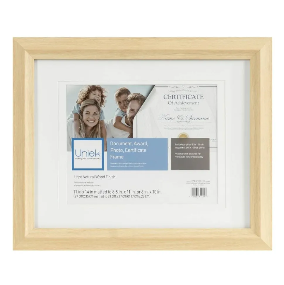 Uniek Zahra Photo/Document Picture Frame, 13 5/16” x 16 5/16" With Mat, Light Natural