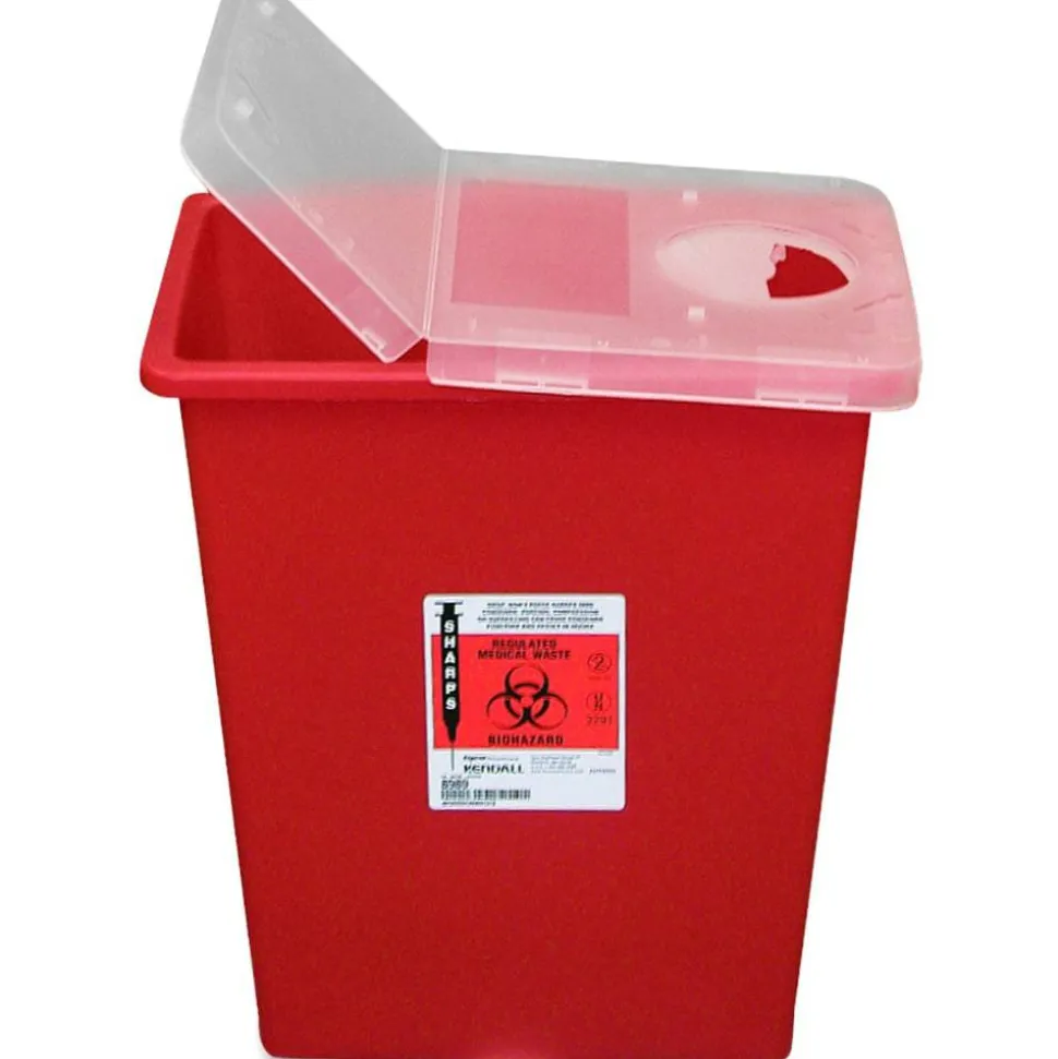 Unimed Kendall Sharps Container With Hinged Lid, 8 Gallons
