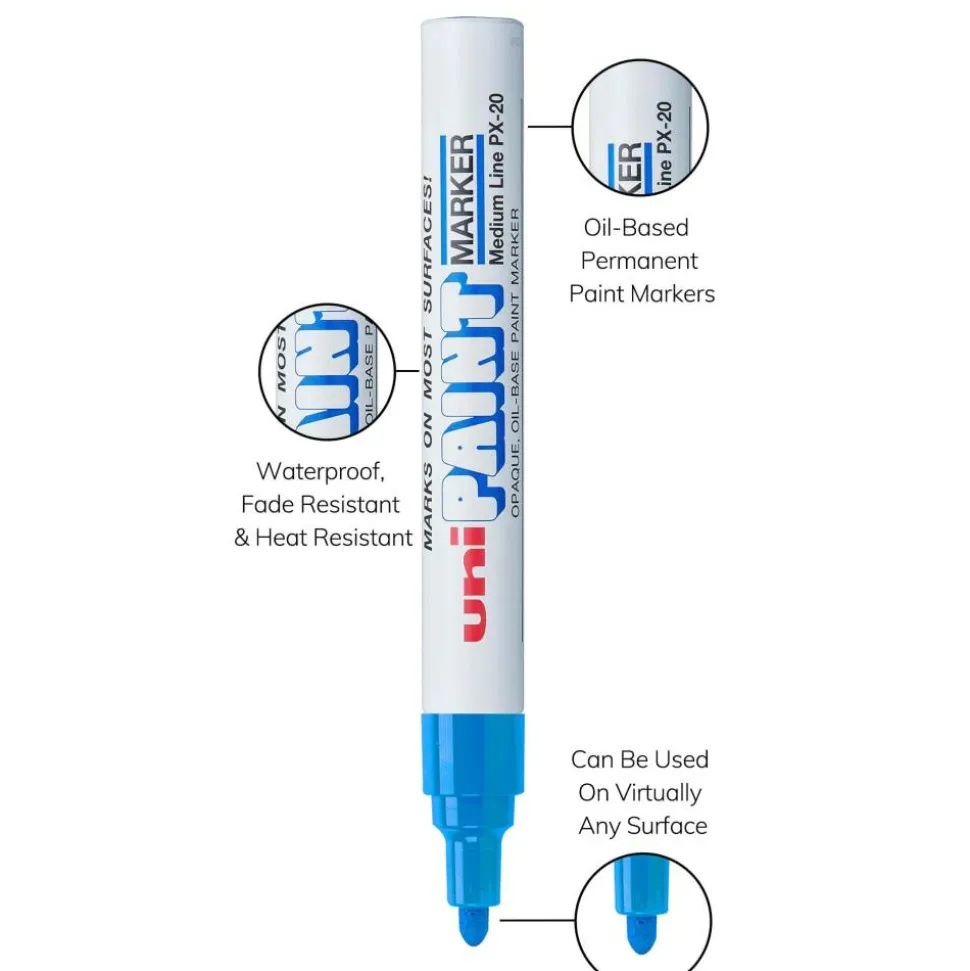 Uni-Paint Markers, Medium Point, Blue, Pack Of 12