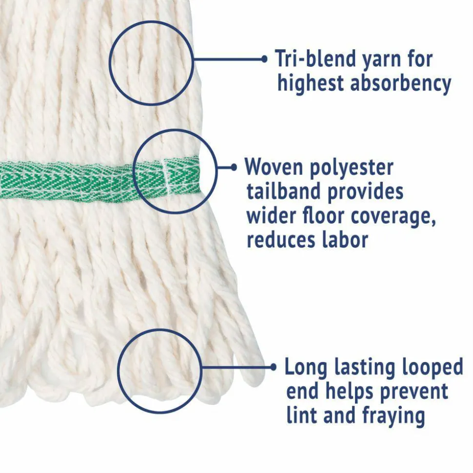 Unisan Super Loop Cotton/Synthetic Yarn Wet Mop Head, Medium, White