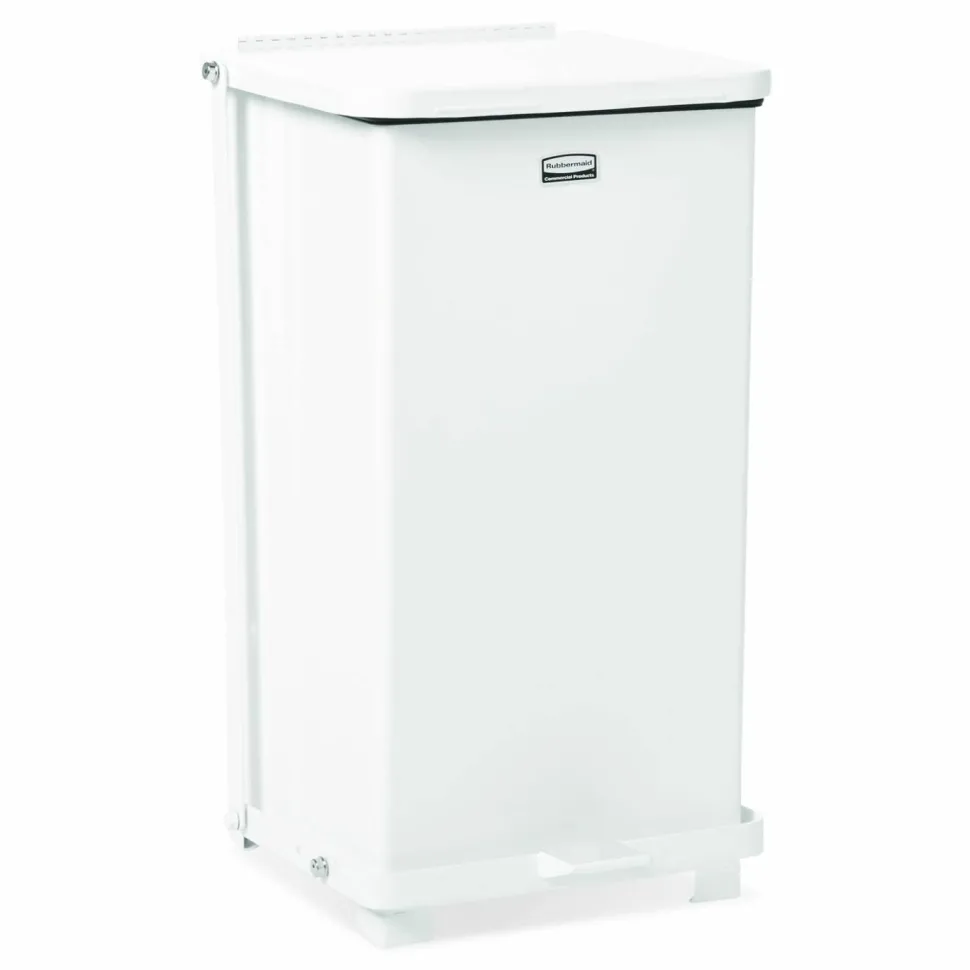 United Receptacle Defenders Steel Step Can, 6.5 Gallons, 23" x 12" x 12", White