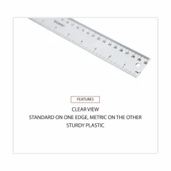 Universal Clear Plastic Ruler, Standard/Metric, 12" Long, Clear