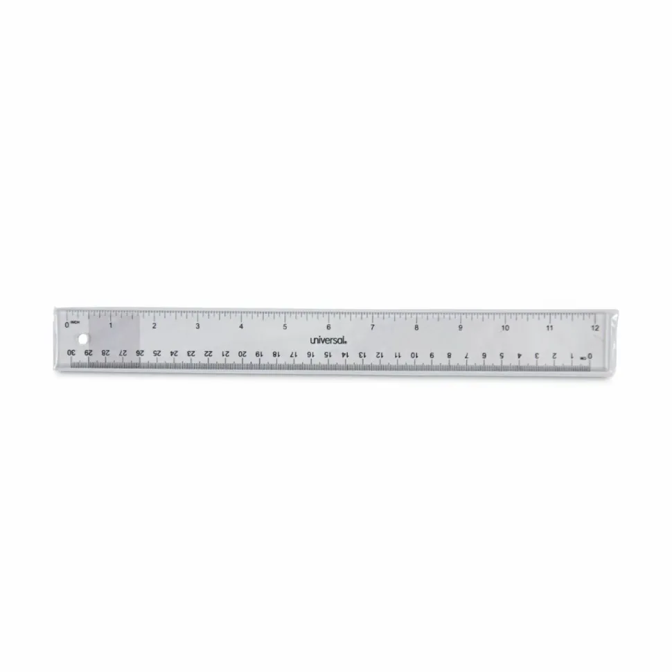 Universal Clear Plastic Ruler, Standard/Metric, 12" Long, Clear