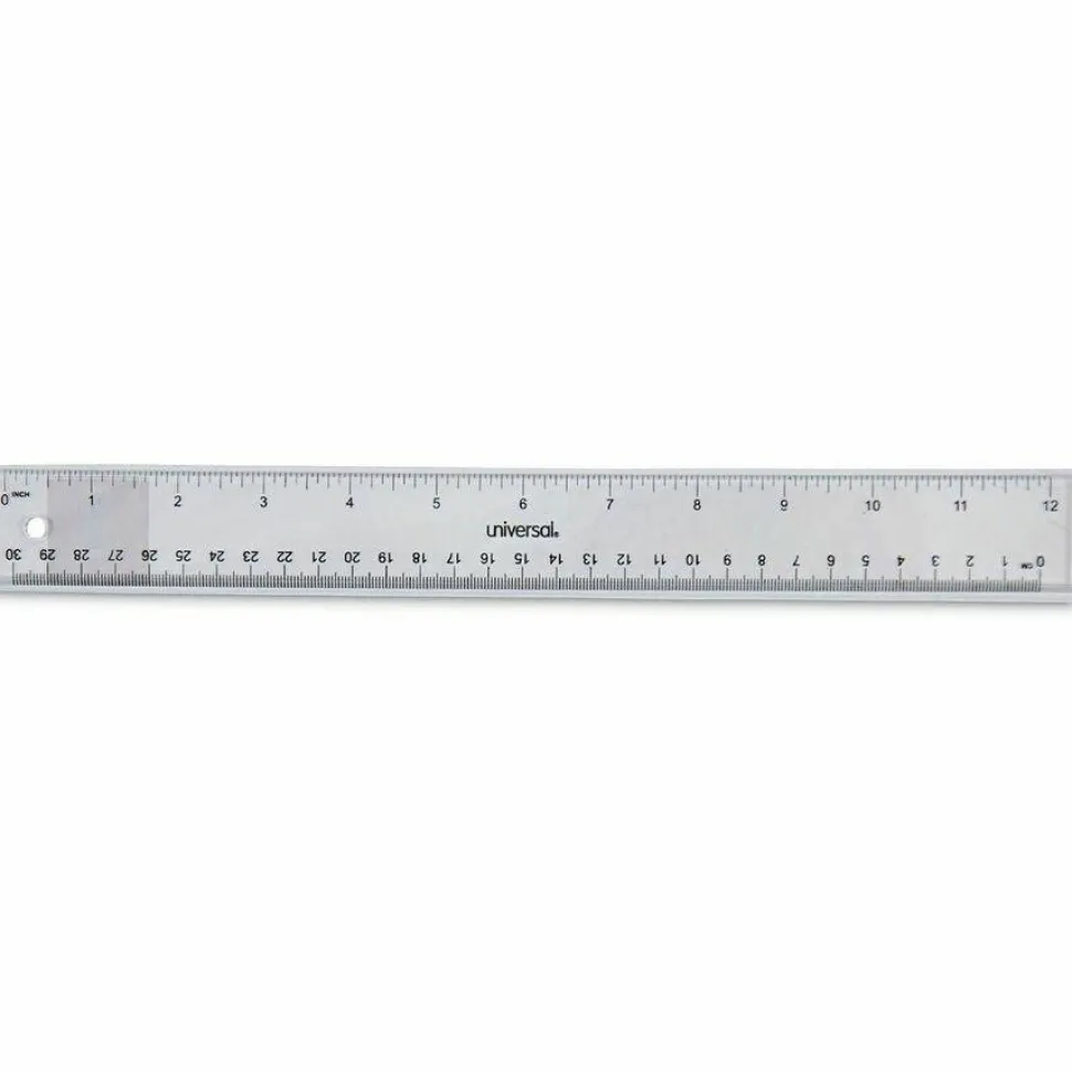 Universal Clear Plastic Ruler, Standard/Metric, 12" Long, Clear