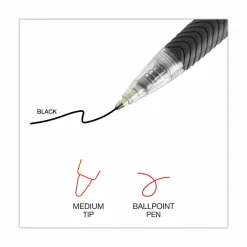 Universal Comfort Grip Ballpoint Pen, Retractable, Medium 1 mm, Black Ink, Clear/Black Barrel, Dozen
