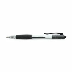 Universal Comfort Grip Ballpoint Pen, Retractable, Medium 1 mm, Black Ink, Clear/Black Barrel, Dozen