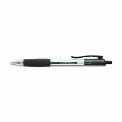 Universal Comfort Grip Ballpoint Pen, Retractable, Medium 1 mm, Black Ink, Clear/Black Barrel, Dozen