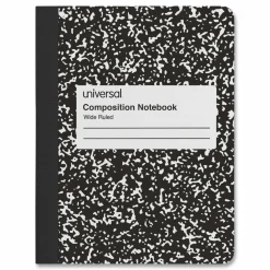 Universal Composition Book, Wide/Legal Rule, Black Marble Cover, (100) 9.75 x 7.5 Sheets, 6/Pack