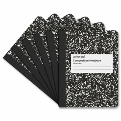 Universal Composition Book, Wide/Legal Rule, Black Marble Cover, (100) 9.75 x 7.5 Sheets, 6/Pack