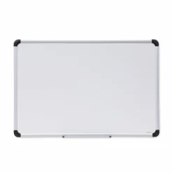 Universal Deluxe Porcelain Magnetic Dry Erase Board, 36" x 24", White Surface, Silver/Black Aluminum Frame