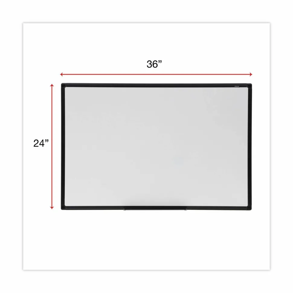 Universal Design Series Deluxe Dry Erase Board, 36" x 24", White Surface, Black Anodized Aluminum Frame