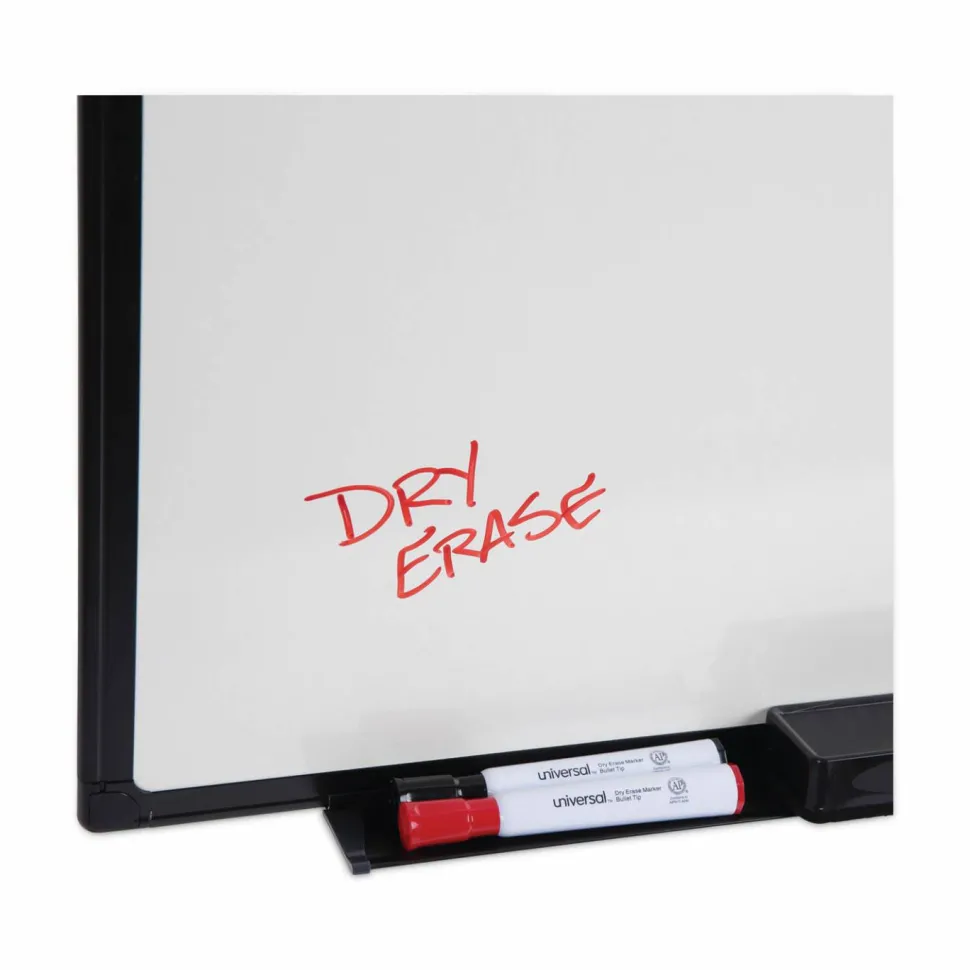 Universal Design Series Deluxe Dry Erase Board, 36" x 24", White Surface, Black Anodized Aluminum Frame