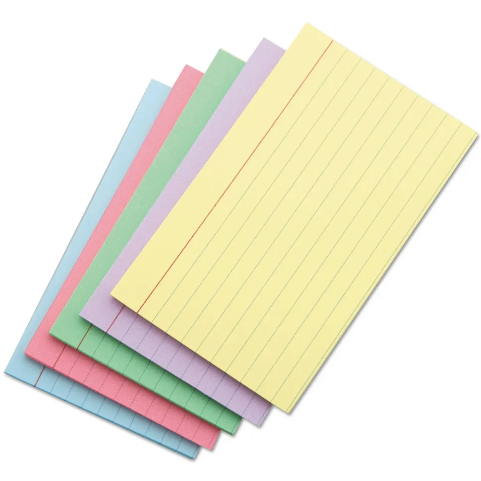 Universal Index Cards, Ruled, 5 x 8, Assorted, 100/Pack