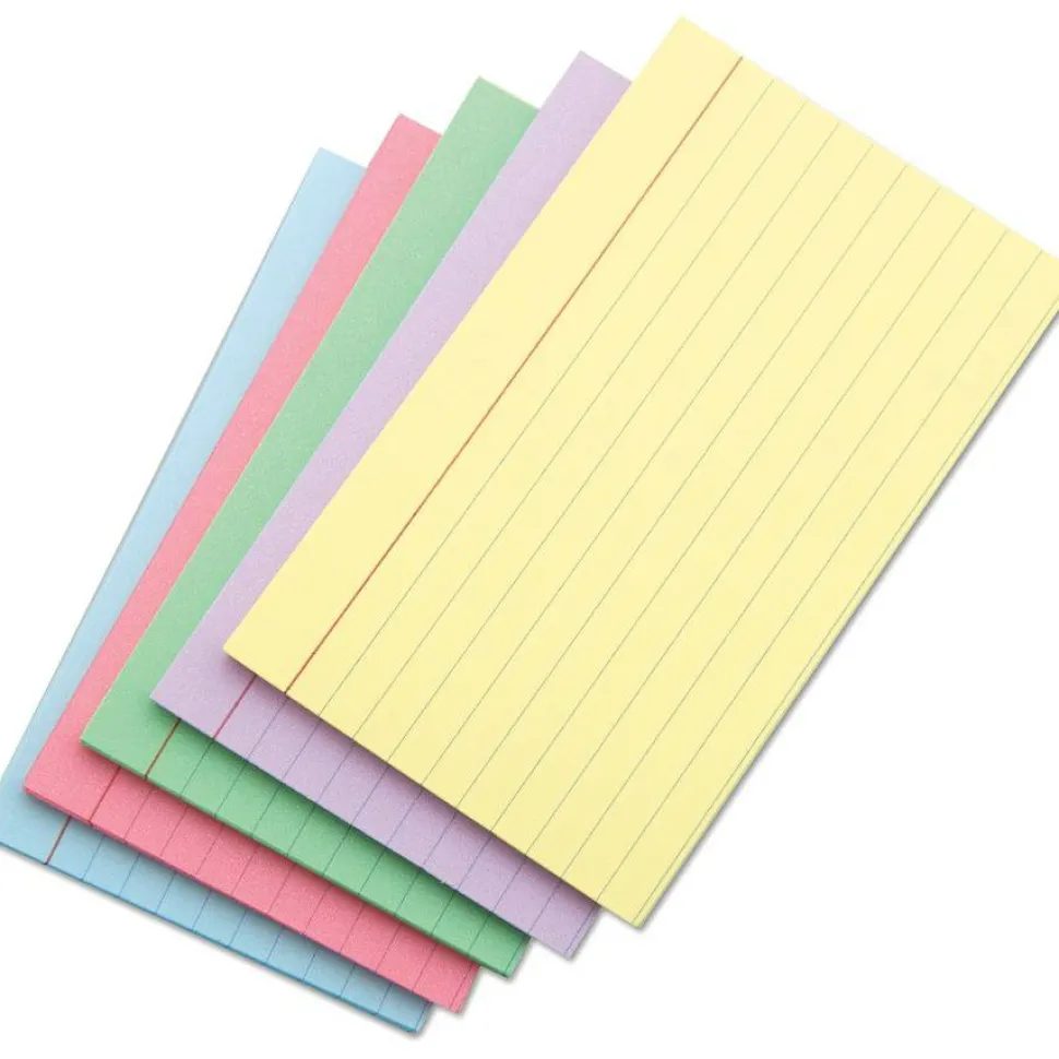 Universal Index Cards, Ruled, 5 x 8, Assorted, 100/Pack