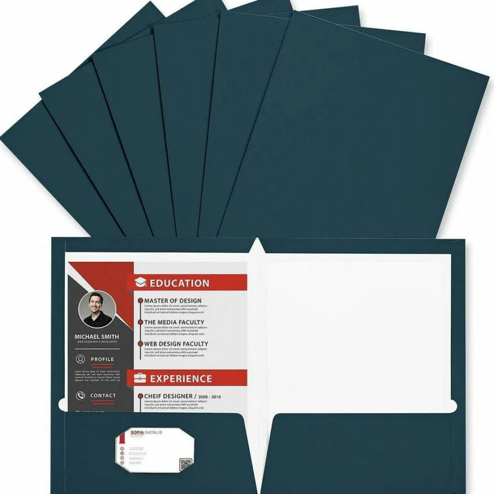 Universal Laminated Two-Pocket Folder, Accommodates (100) 11 x 8.5 Sheets, Navy, 25/Box