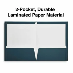 Universal Laminated Two-Pocket Folder, Accommodates (100) 11 x 8.5 Sheets, Navy, 25/Box