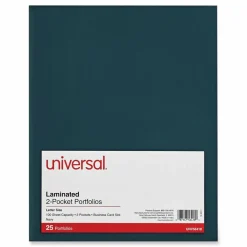 Universal Laminated Two-Pocket Folder, Accommodates (100) 11 x 8.5 Sheets, Navy, 25/Box