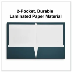 Universal Laminated Two-Pocket Folder, Accommodates (100) 11 x 8.5 Sheets, Navy, 25/Box