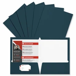 Universal Laminated Two-Pocket Folder, Accommodates (100) 11 x 8.5 Sheets, Navy, 25/Box
