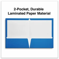 Universal Laminated Two-Pocket Folder, Accommodates (100) 11 x 8.5 Sheets, Blue, 25/Box