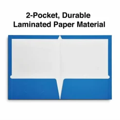 Universal Laminated Two-Pocket Folder, Accommodates (100) 11 x 8.5 Sheets, Blue, 25/Box