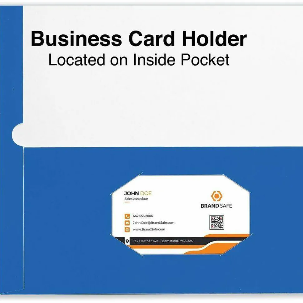 Universal Laminated Two-Pocket Folder, Accommodates (100) 11 x 8.5 Sheets, Blue, 25/Box