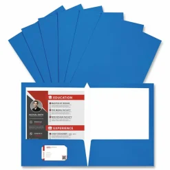 Universal Laminated Two-Pocket Folder, Accommodates (100) 11 x 8.5 Sheets, Blue, 25/Box