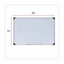Universal Magnetic Steel Dry Erase Marker Board, 36" x 24", White Surface, Satin Aluminum Frame