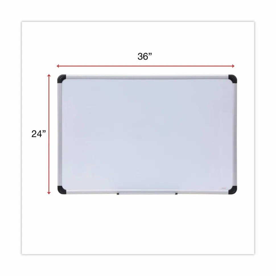 Universal Magnetic Steel Dry Erase Marker Board, 36" x 24", White Surface, Satin Aluminum Frame