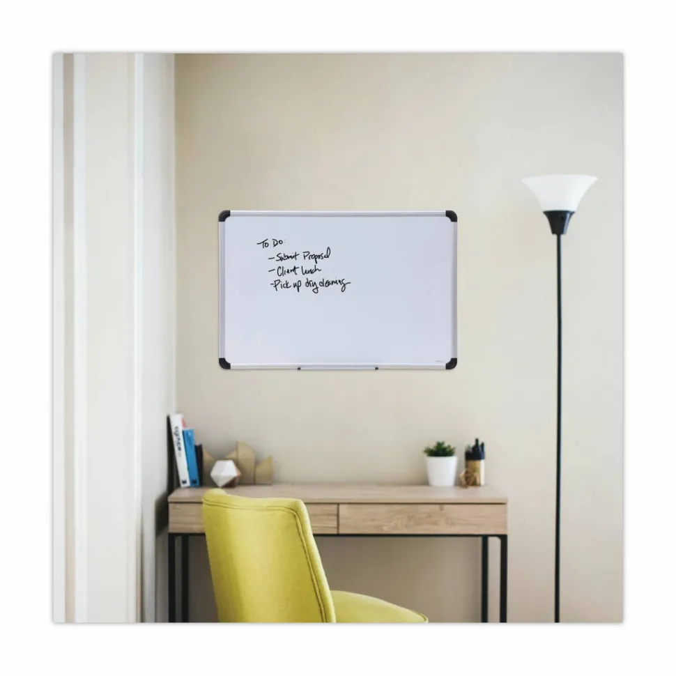 Universal Magnetic Steel Dry Erase Marker Board, 36" x 24", White Surface, Satin Aluminum Frame