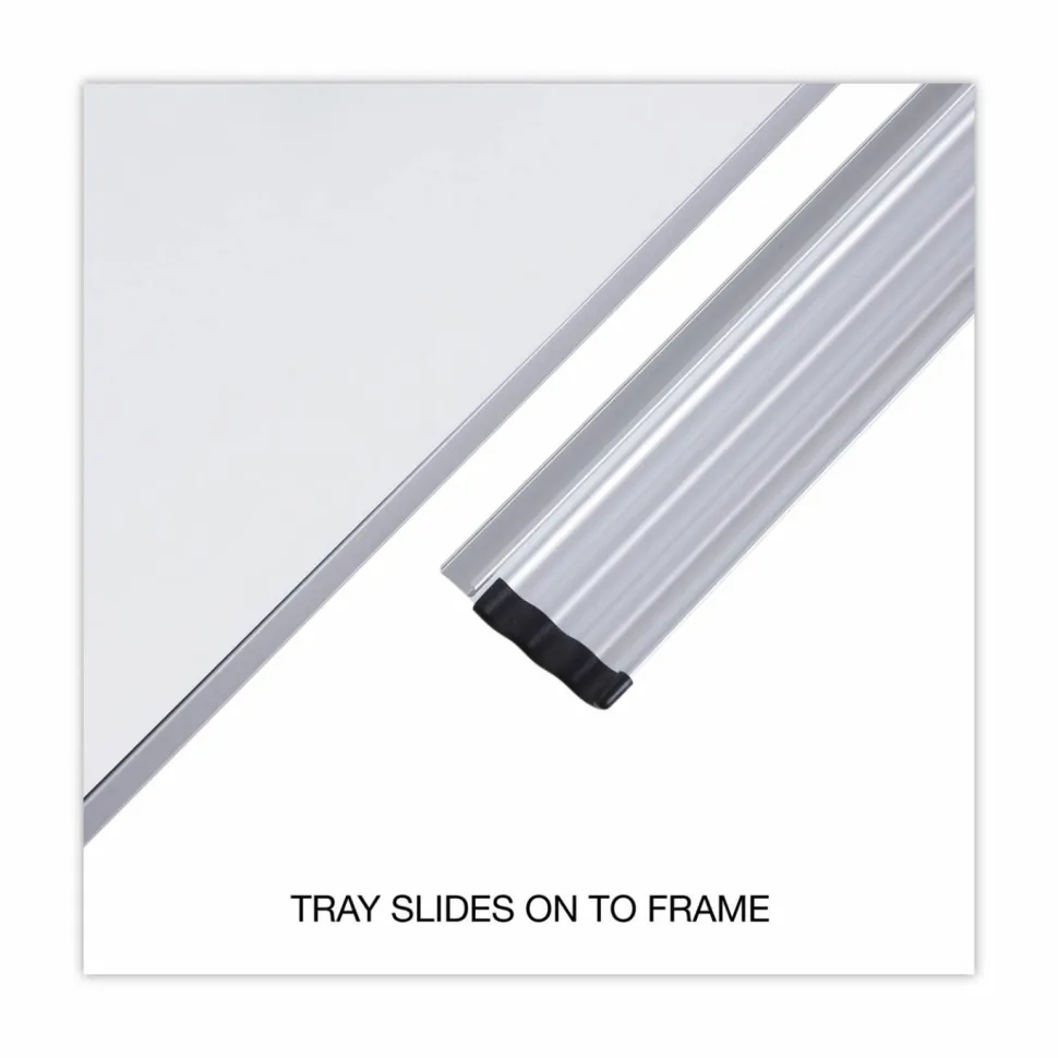 Universal Magnetic Steel Dry Erase Marker Board, 36" x 24", White Surface, Satin Aluminum Frame